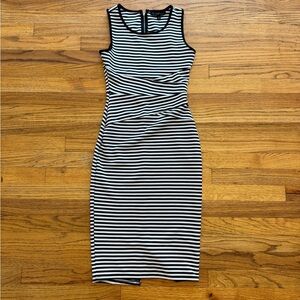 Derek Heart Black and White Striped Midi Dress